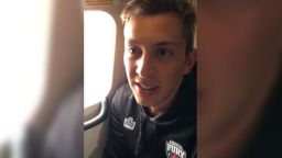 Ottawa Fury Forward Oliver Minatel, 22, a passenger on an Atlanta-bound Air Canada flight, told a CNN reporter on the plane Friday, April 10, 2015, that a stranger sitting behind him tried to choke him. Minatel said he was sleeping on Air Canada Flight 8623 from Toronto when he felt something around his neck. "With a rope, something that he has, he just jumped on me. That's what happened, " Minatel told CNN's Paula Newton moments after the incident.
