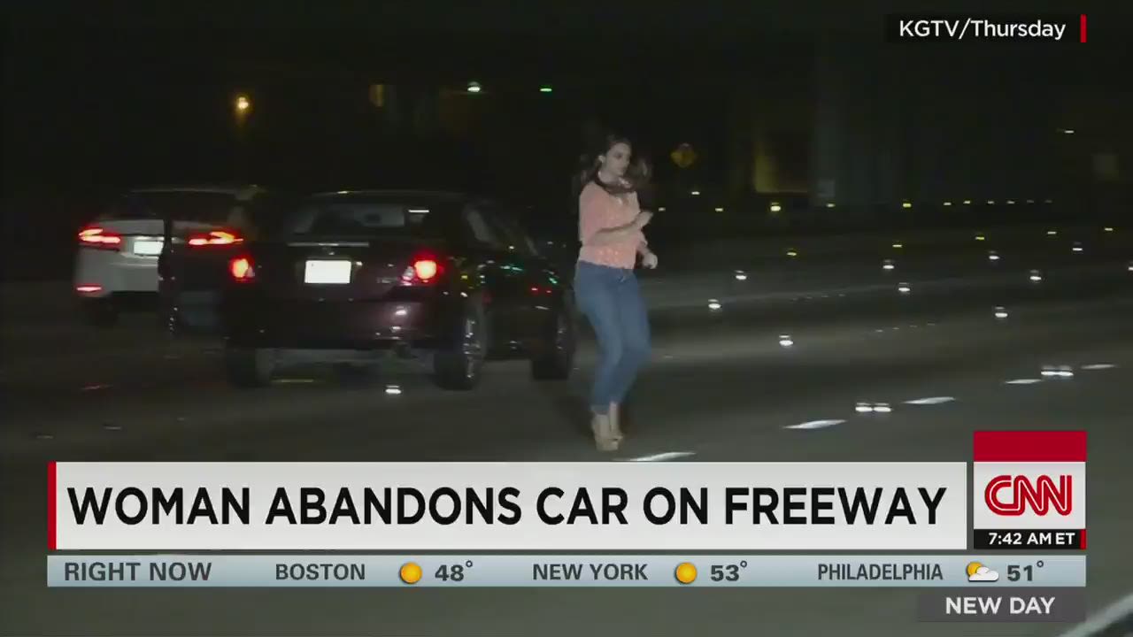 Drunken woman wanders onto freeway