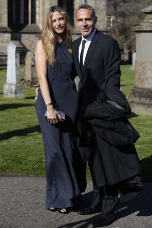 What are retired Spanish tennis player Alex Corretja and model Martina Klein doing in a graveyard? Attending <a href="index.php?page=&url=https%3A%2F%2Fwww.cnn.com%2F2015%2F04%2F12%2Fsport%2Fandy-murray-wedding%2F" target="_blank">Andy Murray's wedding</a> of course! Wimbledon and U.S. Open winner Murray married Kim Sears at Dunblane Cathedral on Saturday. 