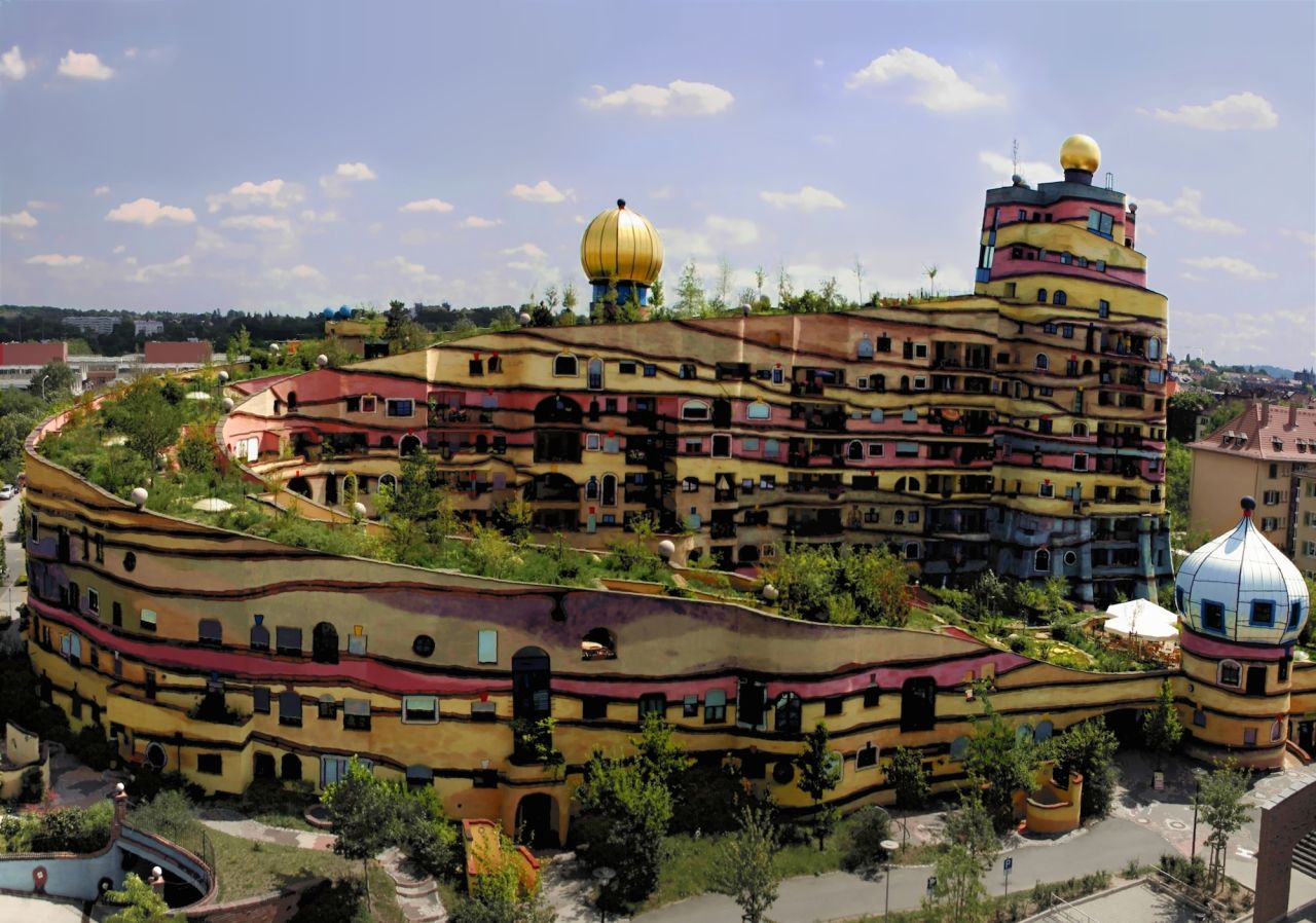 The apartment building and its roof terrace -- completed in 2000 -- were the final flourish in the career of one of Austria's most famous artists, Friedensreich Hundertwasser.
