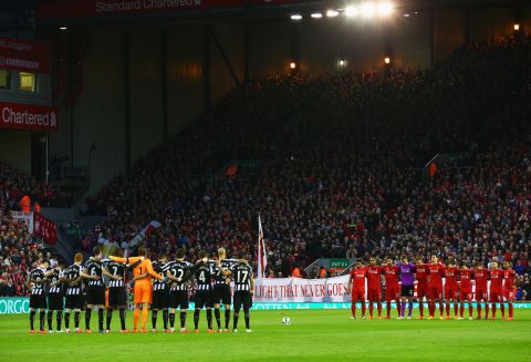 Before the match at Anfield, fans, players and officials marked the upcoming 26th anniversary of the Hillsborough tragedy with a minute's silence.
