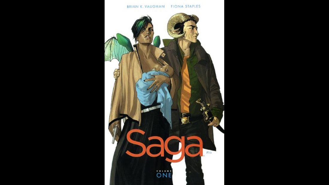 "Saga" is a comic book series challenged, according to the American Library Association, for an "anti-family" stance, among other things. According to its publisher, Image Comics, the serial "depicts two lovers from long-warring extraterrestrial races ... fleeing authorities from both sides of a galactic war as they struggle to care for their newborn daughter."