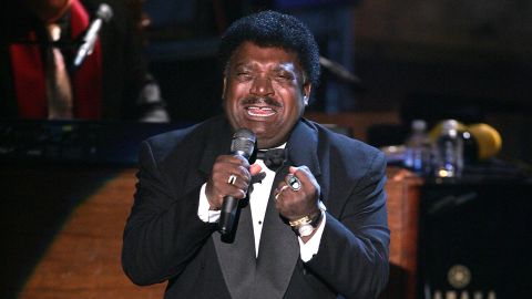 Percy Sledge belts out a vocal at his Rock and Roll Hall of Fame ceremony in 2005.
