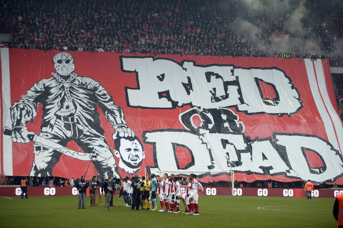 In Belgium, fans of football team Standard Liege unfurled a giant banner depicting the severed head of an opponent on Janurary 25, 2015. The club condemned their actions as "totally unacceptable."