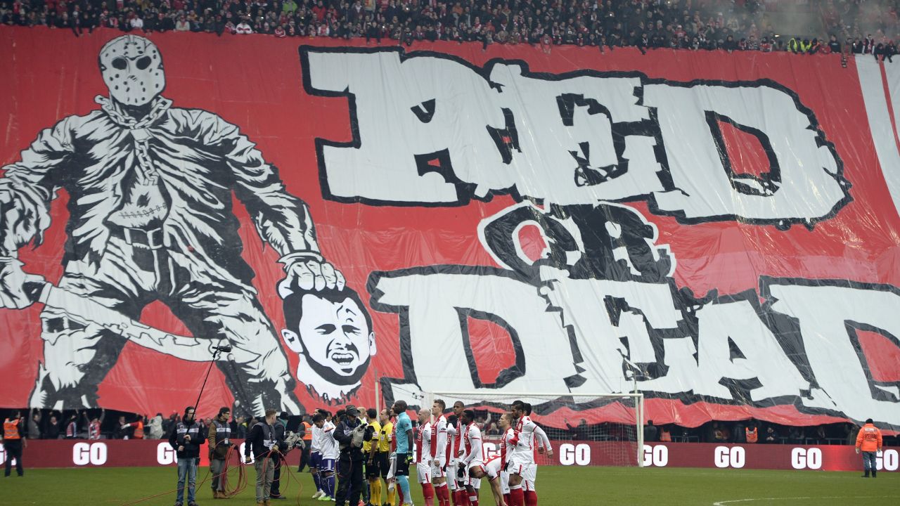 In Belgium, fans of football team Standard Liege unfurled a giant banner depicting the severed head of an opponent on Janurary 25, 2015. The club condemned their actions as "totally unacceptable."