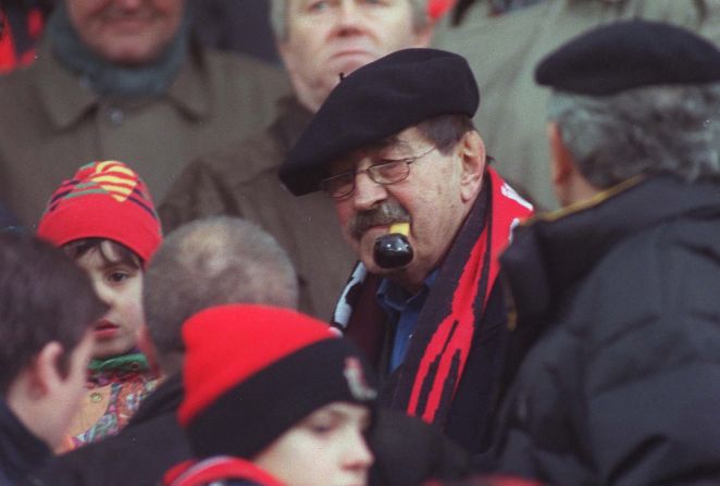 Famed author of "The Tin Drum," Gunter Grass saw football as a symbol of Germany's struggle with identity in the post-war era. He is pictured in 2000 attending a Bundesliga game in Freiburg, Germany.