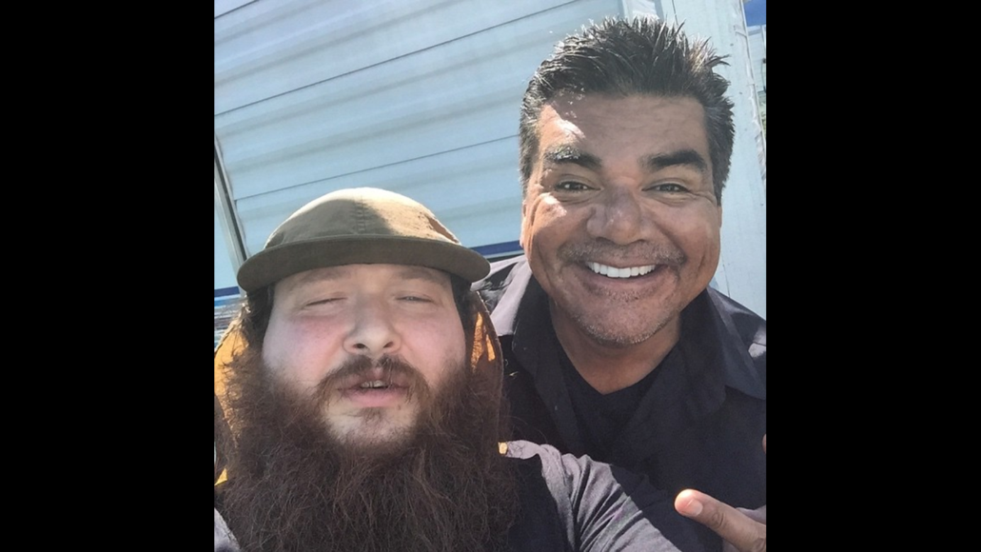 "ME AND MY OG TRIPLE OG GEORGE LOPEZ," said rapper Action Bronson, left, in this selfie <a href="https://instagram.com/p/1T9tPWl9fD/?taken-by=bambambaklava" target="_blank" target="_blank">he posted from the Coachella music festival</a> on Friday, April 10.  