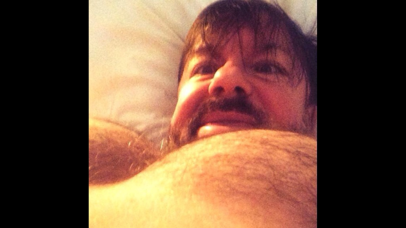 "Oh no! Someone has leaked my milky puddings online," wrote comedian Ricky Gervais in this selfie <a href="https://instagram.com/p/1YyJwAF49j/?taken-by=rickygervais" target="_blank" target="_blank">he posted to Instagram</a> on Sunday, April 12.