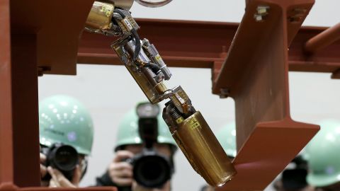 This file photo from February 2015 shows the same robot that was sent into the damaged reactor inside the Fukushima nuclear plant.
