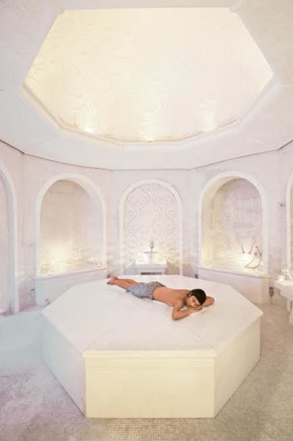 The deep-cleansing hammam experience includes scrubbing, soaping and pummeling.