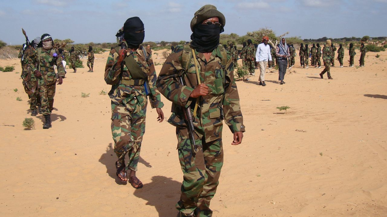 Somalia's Al-Shebaab, whose fighters are seen here in a file picture, has claimed responsibility for the blast.