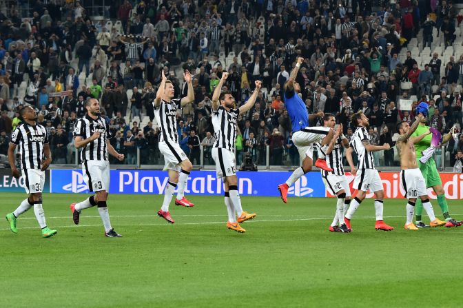 Despite its slender advantage, Juventus players were left to celebrate at the final whistle of the first leg tie.