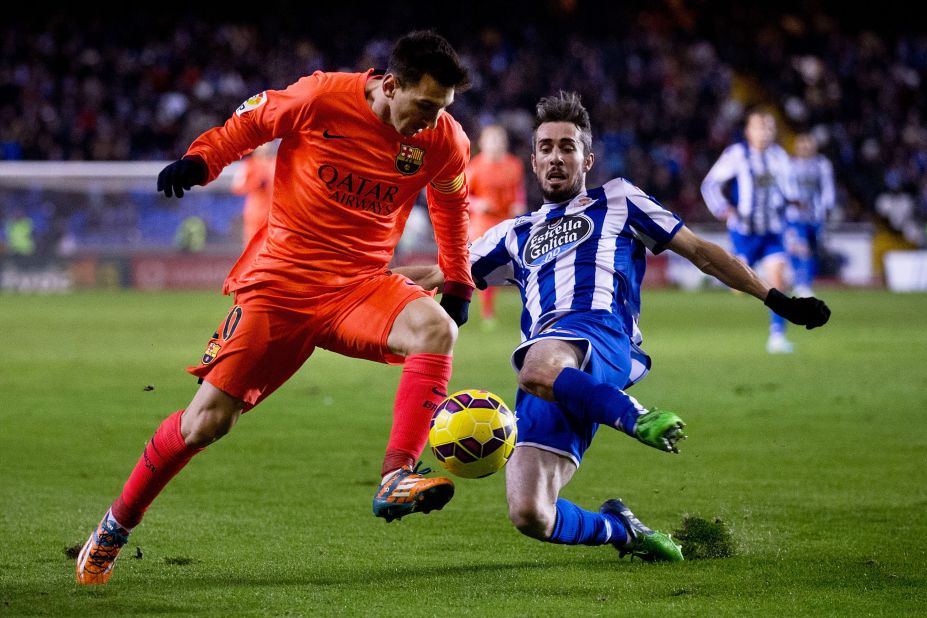 Ronaldo retained his Ballon d'Or award in the first month of the year, but Messi outscored him 8-4 thanks to this hat-trick against Deportivo La Coruna.