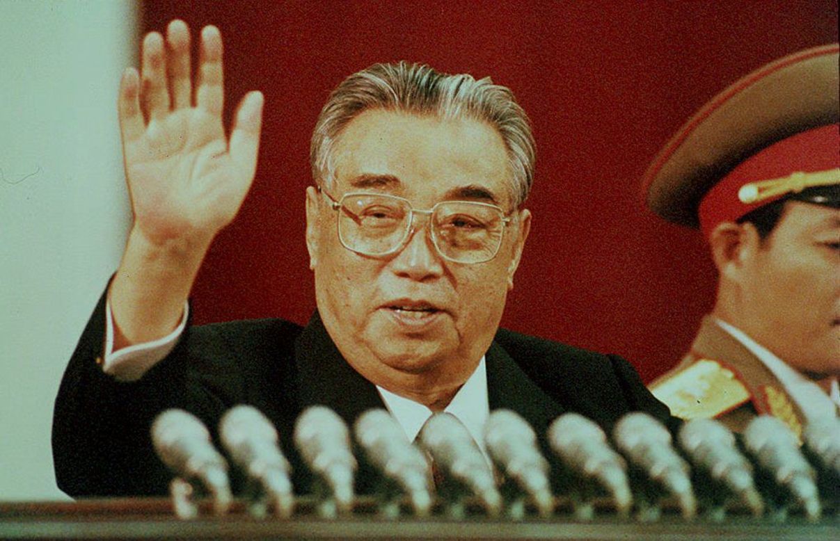 This file image dated 15 April 1992 shows former North Korean leader Kim Il Sung waving during celebrations marking his 80th birthday at Kim Il Sung stadium in Pyongyang.