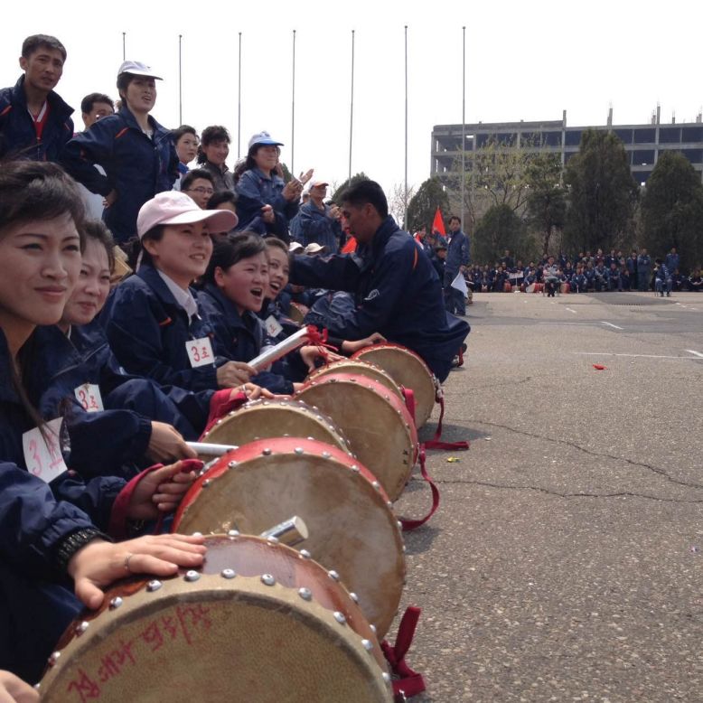 April 15 is known as "Day of the Sun" in North Korea. It's a public holiday when locals are encouraged to celebrate the birth of the country's founder. Here, staff of the Yanggakdo hotel participate in a sports day.