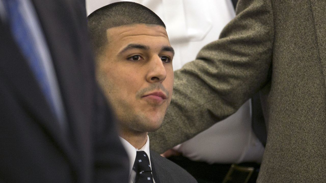 Aaron Hernandez listens as the guilty verdict is read Wednesday.