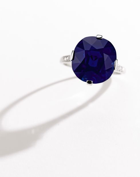 Kashmir sapphires featured heavily in the lot. This ring from Cartier, which was created around 1915, combines platinum, diamonds and one spectacular sapphire. It sold to an online bidder for $1.9 million.