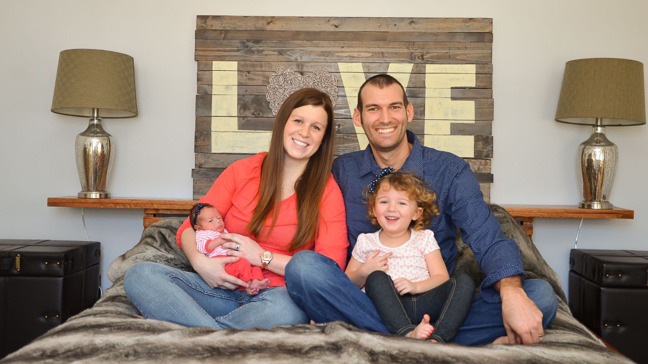 Ben and Shelby Offrink, with Maeve and newborn Hazel, not long before Shelby's diagnosis.