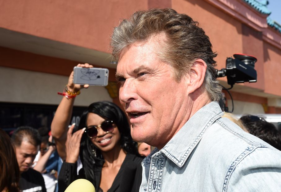 Former Baywatch actor David Hasselhoff also came to check out Mayweather's moves as he prepared for what may be the richest fight in boxing history.