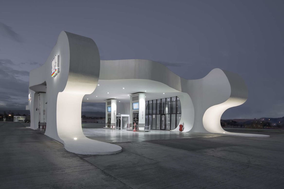 In 2009, the head of the Roads Department of Georgia commissioned J. Mayer H. to design a system of 20 rest stops for a new highway running through Georgia to serve as a connection between Azerbaijan and Turkey. The futuristic new rest stops are located on selected scenic viewpoints along the route. 