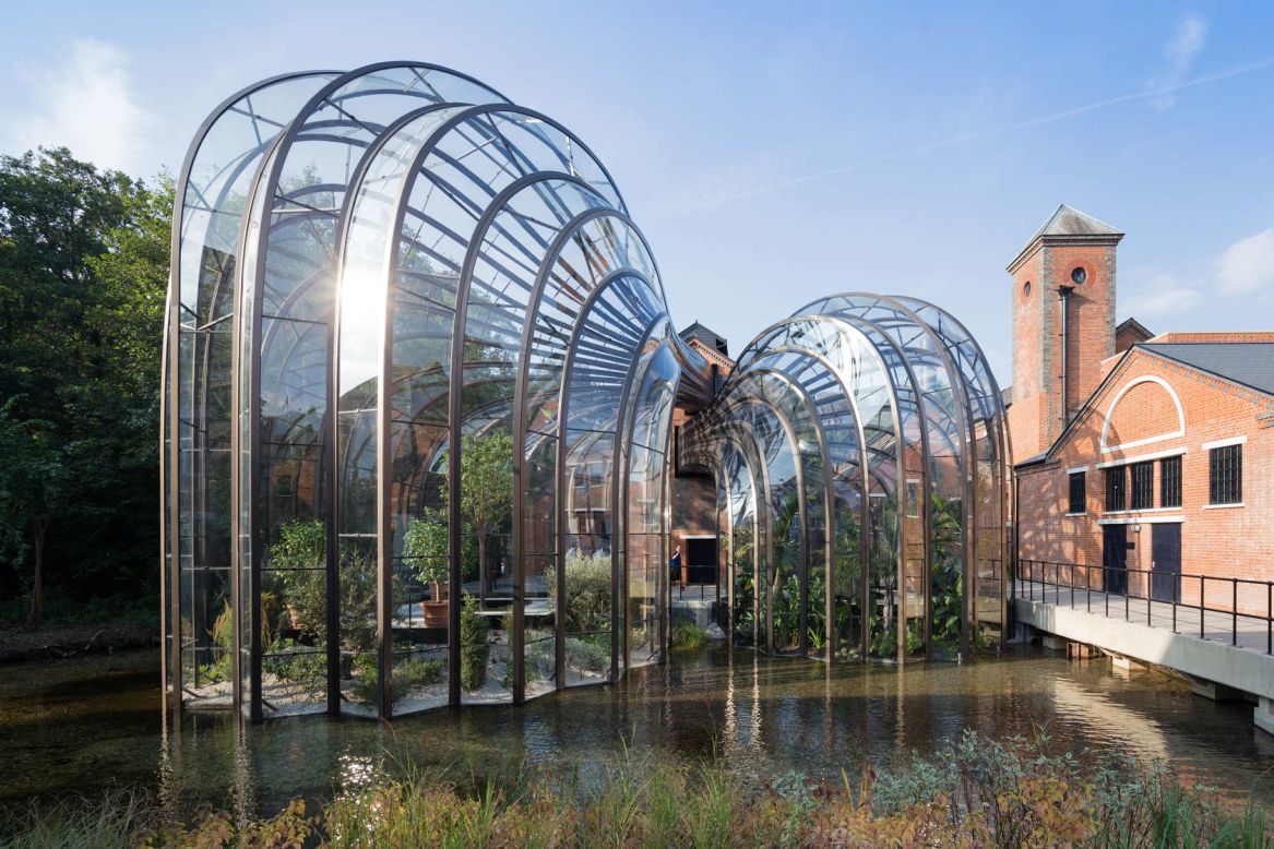 Gin-maker Bombay Sapphire commissioned  Heatherwick Studio to design the company's first in-house production facility, which is also open for tours. Once a water-powered paper mill, the site contained more than 40 derelict buildings, which have been restored as part of Heatherwick Studio's master plan, says the firm. 