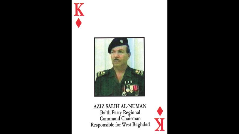 Aziz Saleh Al-Numan<br />Ba'ath Party regional command chairman<br />May 22, 2003: Captured and later convicted and sentenced to death.<br />July 16, 2011: Transferred from U.S. custody to Iraqi custody. 