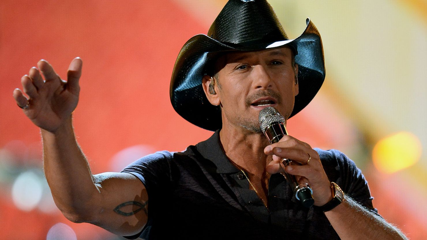 Tim McGraw performs during ACM Presents: An All-Star Salute To The Troops at the MGM Grand Garden Arena on April 7, 2014 in Las Vegas, Nevada.