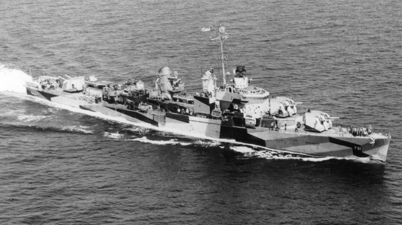 The U.S. Navy destroyer USS Maddox, seen here, was anchored in the Gulf of Tonkin when it was attacked by the North Vietnamese in August 1964. After U.S. President Lyndon Johnson falsely claimed that there had been a second attack on the destroyer, Congress passed the Gulf of Tonkin resolution, which authorized full-scale U.S. intervention in the Vietnam War. Johnson ordered the bombing of North Vietnam in retaliation for the Tonkin attack.