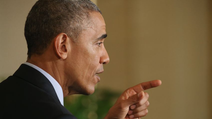 President Barack Obama speaks during a news conference at the White House April 17, 2015.