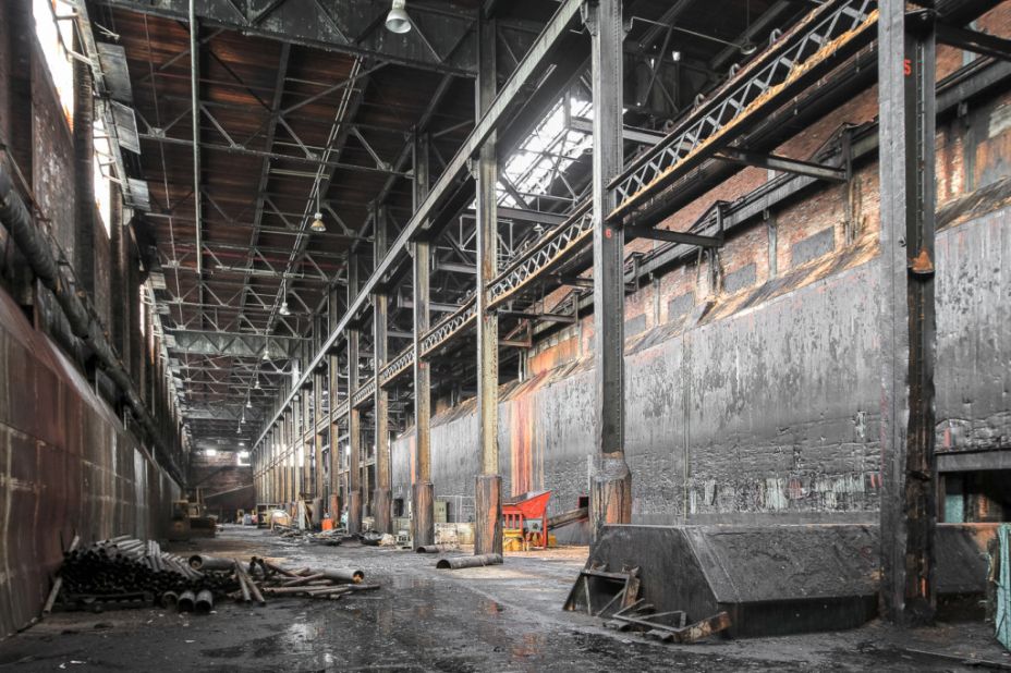 The now-demolished raw sugar warehouse of Williamsburg's Domino Sugar Refinery. The factory operated on the Brooklyn waterfront for nearly 150 years before shutting down in the early 2000s.