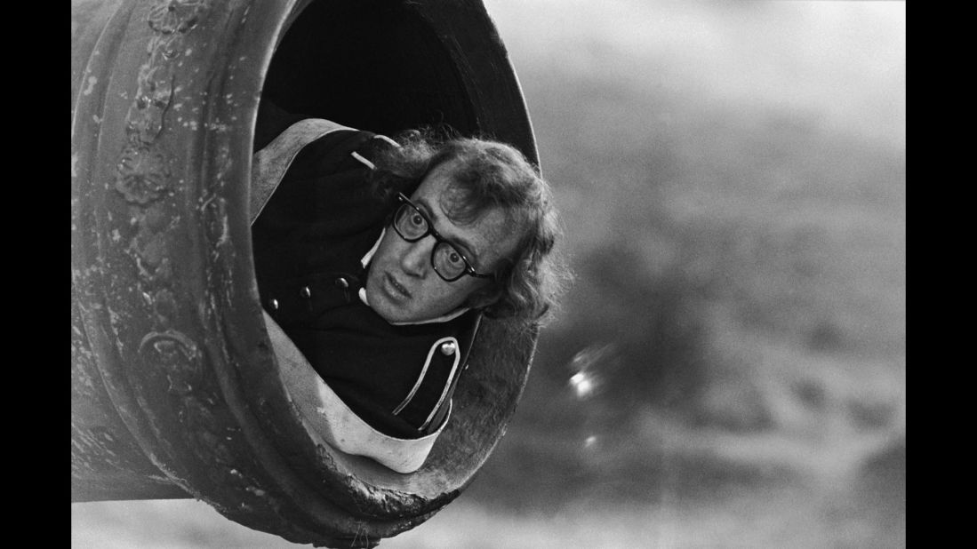 Woody Allen prepares to be fired from a cannon during filming of his comedy "Love and Death" in November 1974. The photo was taken by Ernst Haas, one of the 20th century's great photojournalists. A new book, "Ernst Haas: On Set," compiles Haas' photos from the film industry.