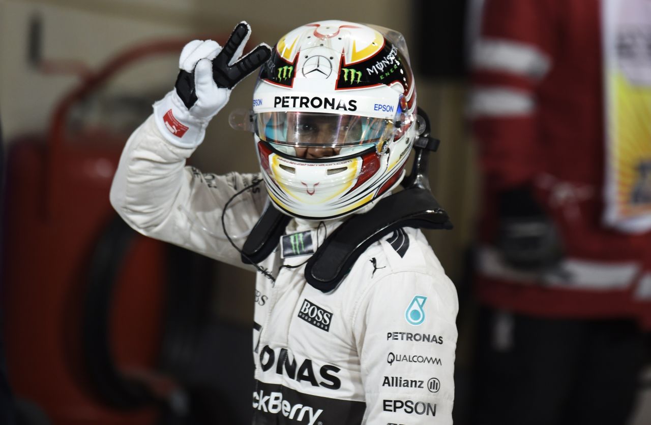 A week later, Hamilton made it a hat-trick of triumphs from the opening four races when he crossed the line first at the Bahrain Grand Prix. He managed to hold top spot despite losing his brakes on the last lap, beating Ferrari's Kimi Raikkonen, who finished second. "I'm gunning for a third title," Hamilton said. "I was able to pull through and we need to keep pushing now, as I know we will."