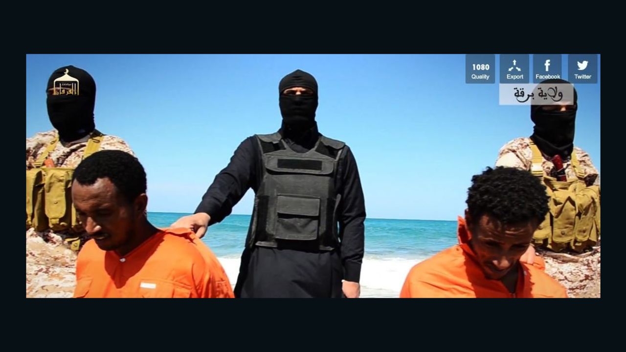 A video released by ISIS claims to show two groups of men being killed in Libya.