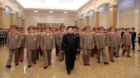 Kim Jong-Un visits the Kumsusan Palace of the Sun in Pyongyang on April 15.