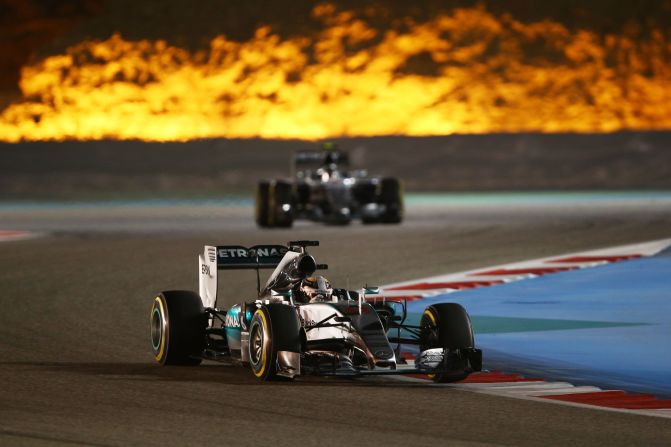 Championship leader Hamilton cruised to victory in Bahrain on April 19, <a href="https://www.cnn.com/2015/04/19/motorsport/motorsport-hamilton-wins-bahrain-gp/index.html" target="_blank">despite losing his brakes on the final lap.</a>