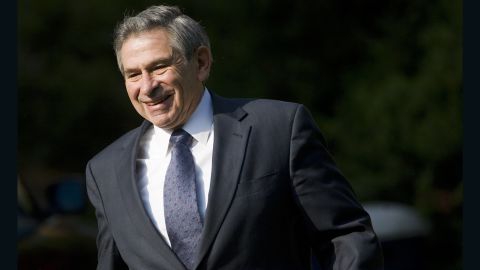Paul Wolfowitz leaves his home May 16, 2006, in Chevy Chase, Maryland. (Photo by Brendan Smialowski/Getty Images)