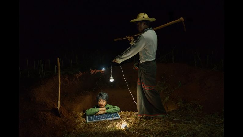 Myanmar-based Spanish photographer Ruben Salgado Escudero followed NGOs working in rural Myanmar to bring solar electricity to one of its poorest areas. Less than 30% of Burmese have access to the electrical grid and, for many, these photovoltaic cells provide steady nighttime lighting for the first time.