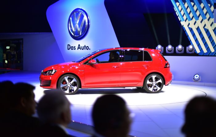 Small and stylish, the VW Golf GTI car takes the stage at the 16th Shanghai International Automobile Industry Exhibition in Shanghai on April 20, 2015.