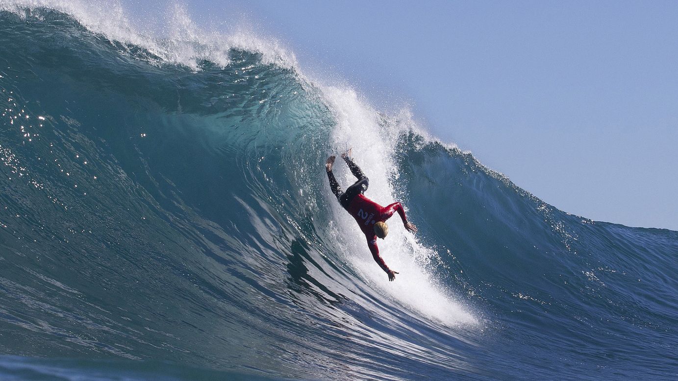 Surfer Nat Young wipes out Thursday, April 16, during an event in Margaret River, Australia.
