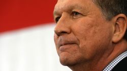 Ohio Gov. John Kasich prepares to speak at the First in the Nation Republican Leadership Summit April 18, 2015 in Nashua, New Hampshire.