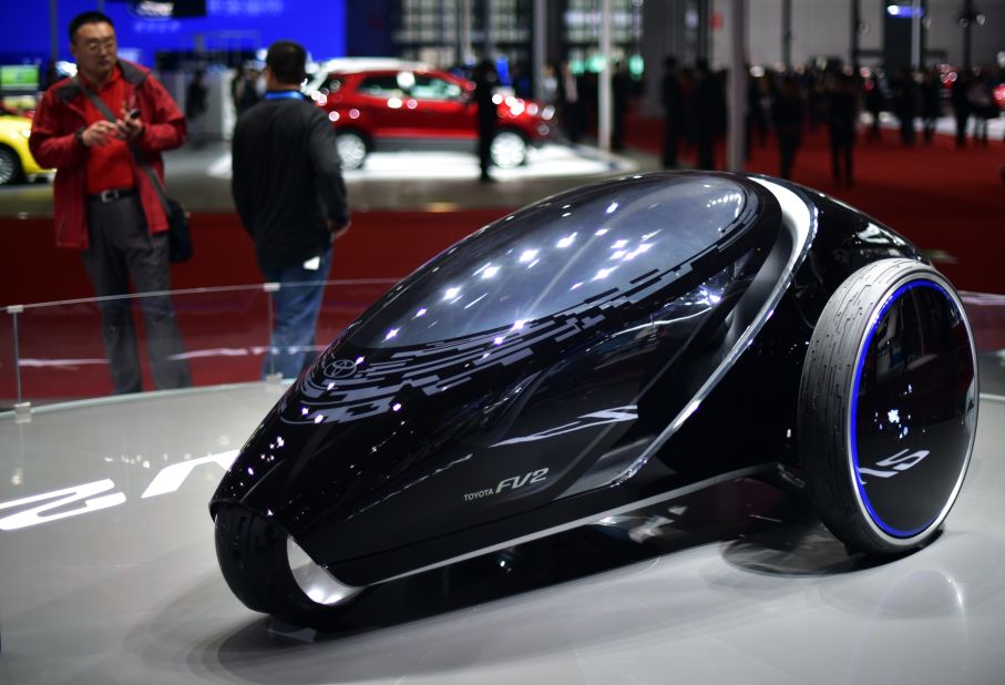 Try this on for size. Toyota shows off its FV2 concept car in Shanghai. FV2 is short for "Fun Vehicle 2" and high-tech features include an ability to control the car using voice and facial cues.