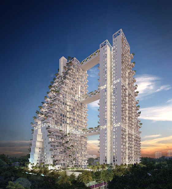 Safdie's Sky Habitat project is due to open later this year. Not super-luxury housing, Safdie is proud of the 600-unit development that provides  homes for middle-income families.