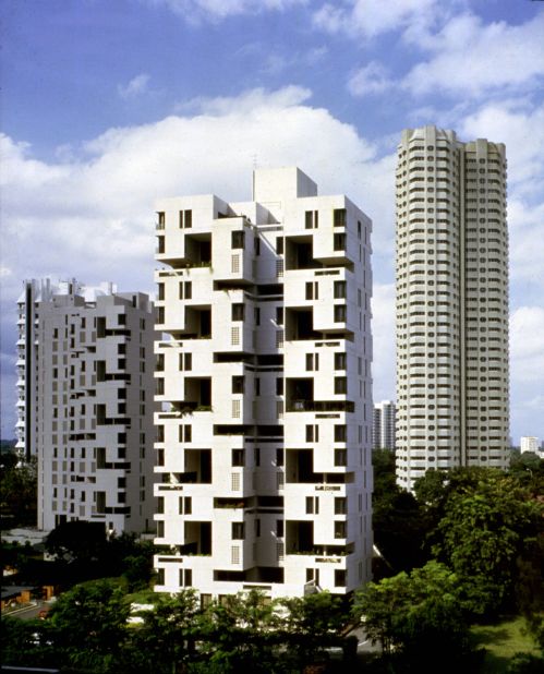 Safdie's first project in Singapore was the 1985 Ardmore Habitat condominiums. The building has since demolished after a change in zoning restrictions allowed developers to double the height at which they're allowed to build.