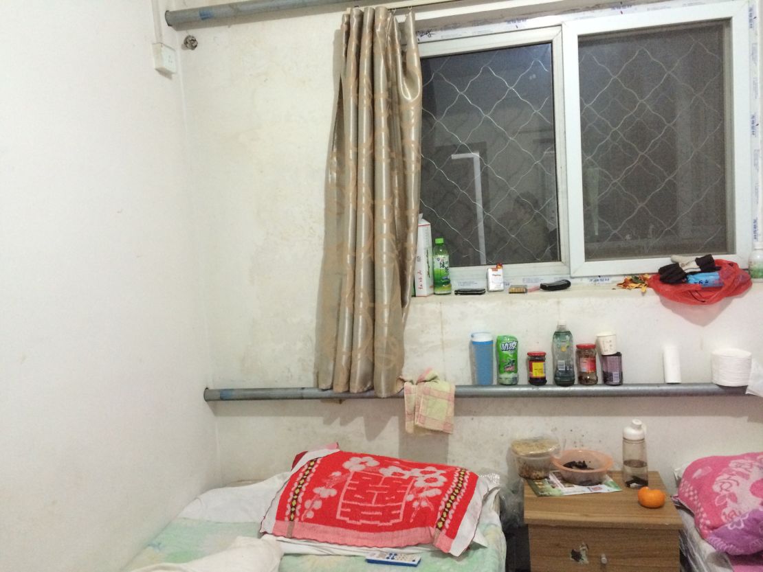 Liu Dajiang and his wife, who has cervical cancer, have stayed in this room while she undergoes treatment at a nearby hospital.