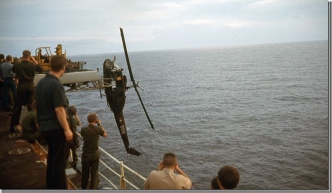When helicopters threatened to take too much space aboard the USS Hancock, many were tossed overboard. 