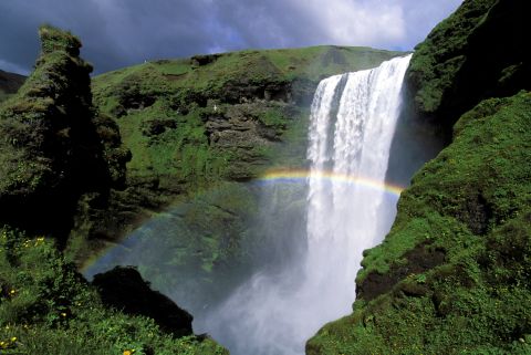 <strong>Iceland </strong>is the second-happiest country in the world. A two-hour drive from the capital city of Reykjavik, south Iceland is home to Skogafoss Waterfall and many other natural wonders. This famous 60-meter (197-foot) waterfall nearly always has a rainbow. 