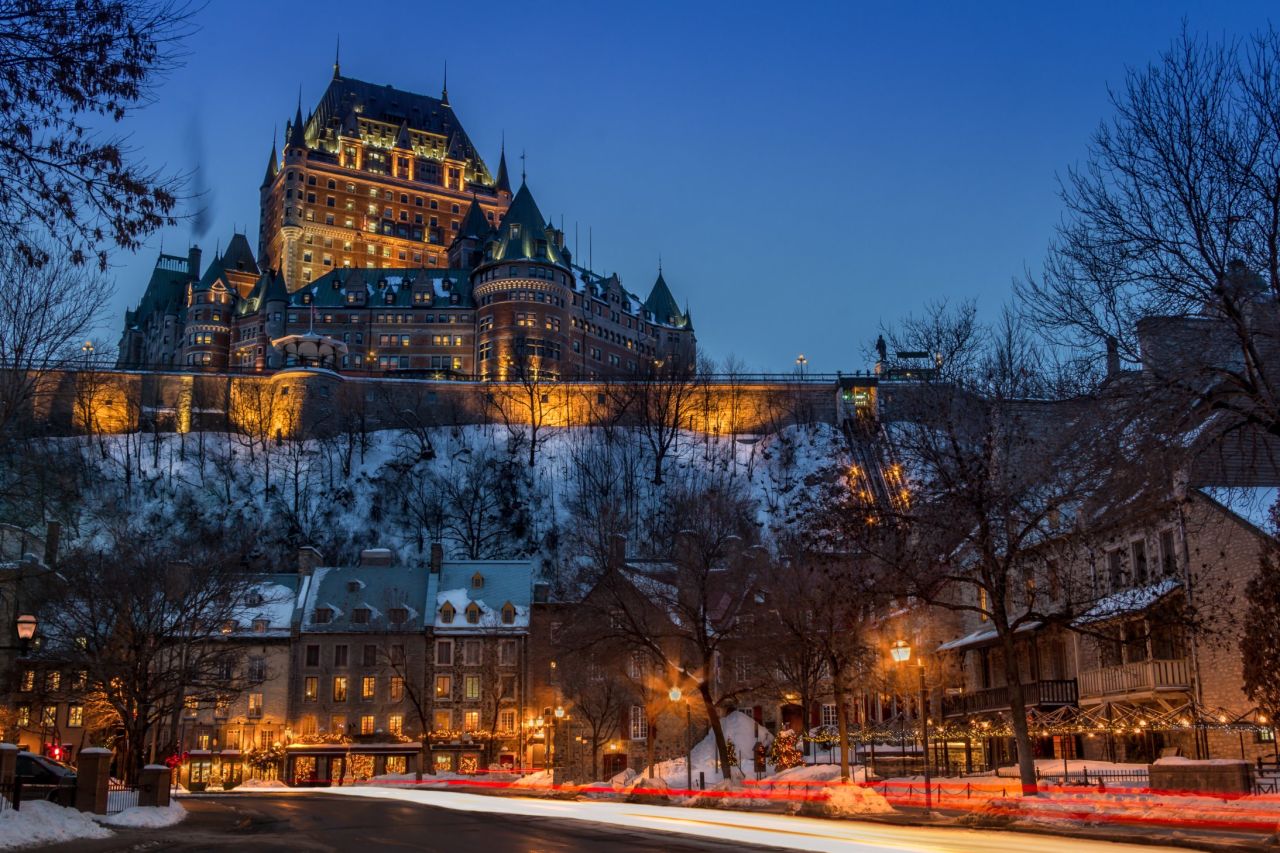 <strong>Canada</strong> is the fifth-happiest country in the world, and the historic city of Old Quebec must be one reason why. Founded in the early 17th century, it's the only North American city north of Mexico with preserved ramparts, bastions, gates and defensive works. The 19th-century Chateau Frontenac is shown here. 