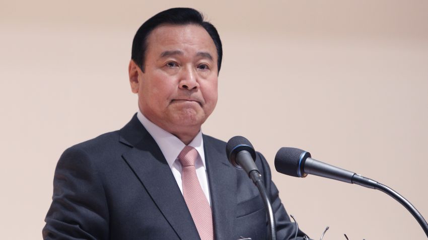 File: South Korean Prime Minister Lee Wan-Koo speaks during an inauguration ceremony on February 17, 2015. Lee offered to resign Monday amid a growing political scandal.