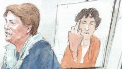 Tsarnaev giving finger