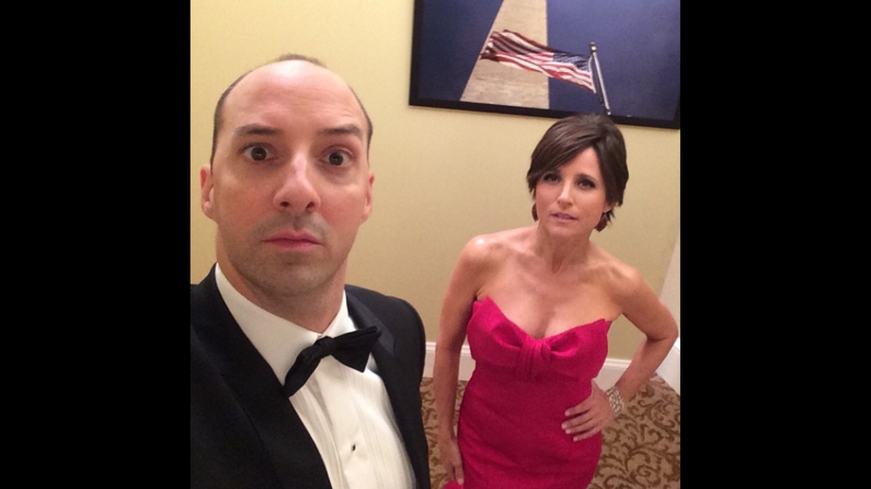 Actress Julia Louis-Dreyfus posted this <a href="https://instagram.com/p/1tkmZoOxi-/?taken-by=officialjld" target="_blank" target="_blank">"backstage selfie"</a> with "Veep" co-star Tony Hale on Monday, April 20.